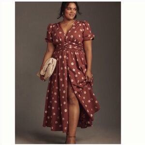 ISO Katerina Button front maxi brown dots size medium